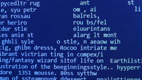 Computer programming code runs through a blue screen. Video stock 237343046
