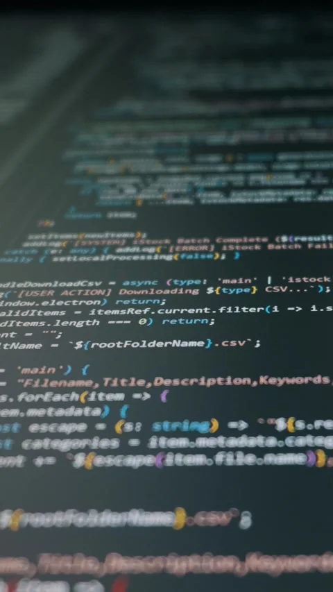 Computer Programming Code Scrolling On Dark Screen With Syntax Highlighting Stock Footage 329403140