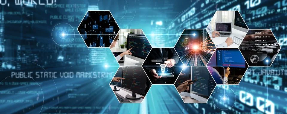 Computer programming, coding and AI artificial intelligence NLP data development Stock Photos