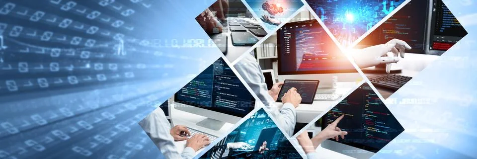 Computer programming, coding and AI artificial intelligence NLP data development Stock Photos