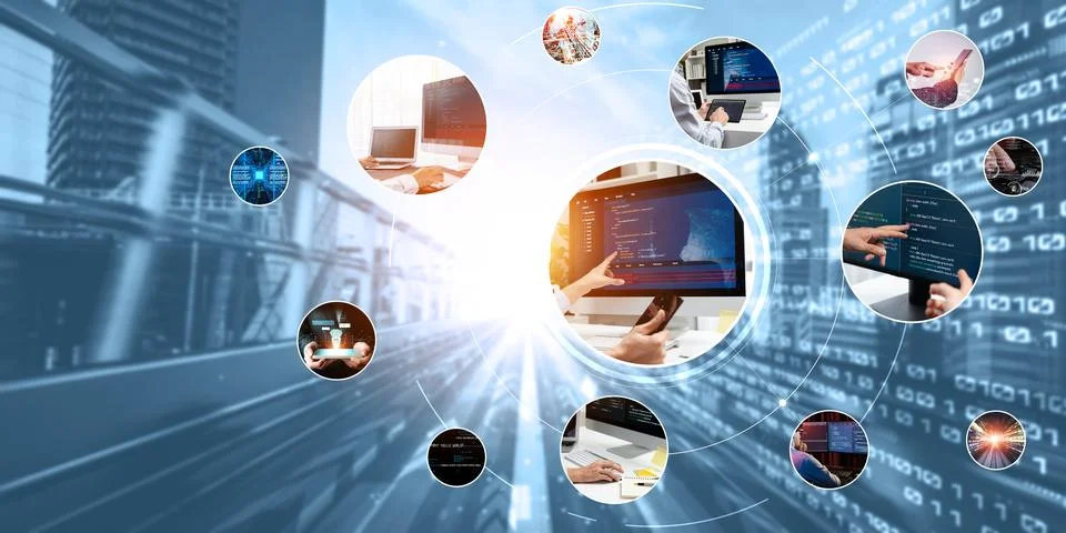 Computer programming, coding and AI artificial intelligence NLP data development Stock Photos