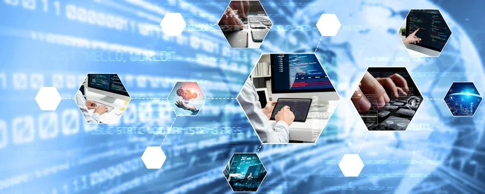 Computer programming, coding and AI artificial intelligence NLP data development Stock Photos