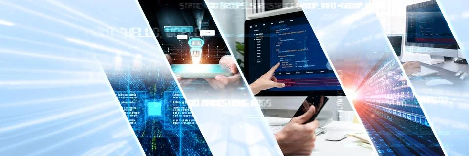 Computer programming, coding and AI artificial intelligence NLP data development Foto stock