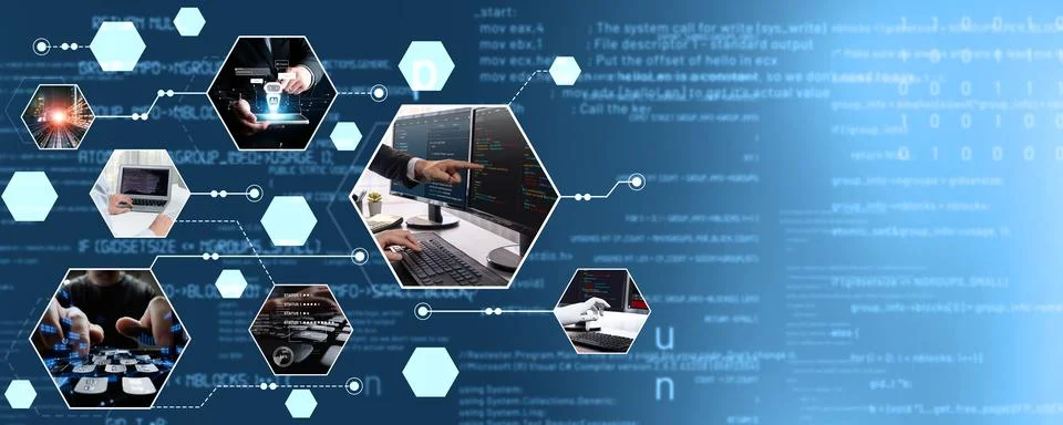 Computer programming, coding and AI artificial intelligence NLP data development Foto stock