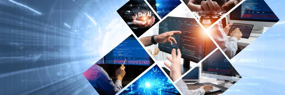 Computer programming, coding and AI artificial intelligence NLP data development Stock Photos