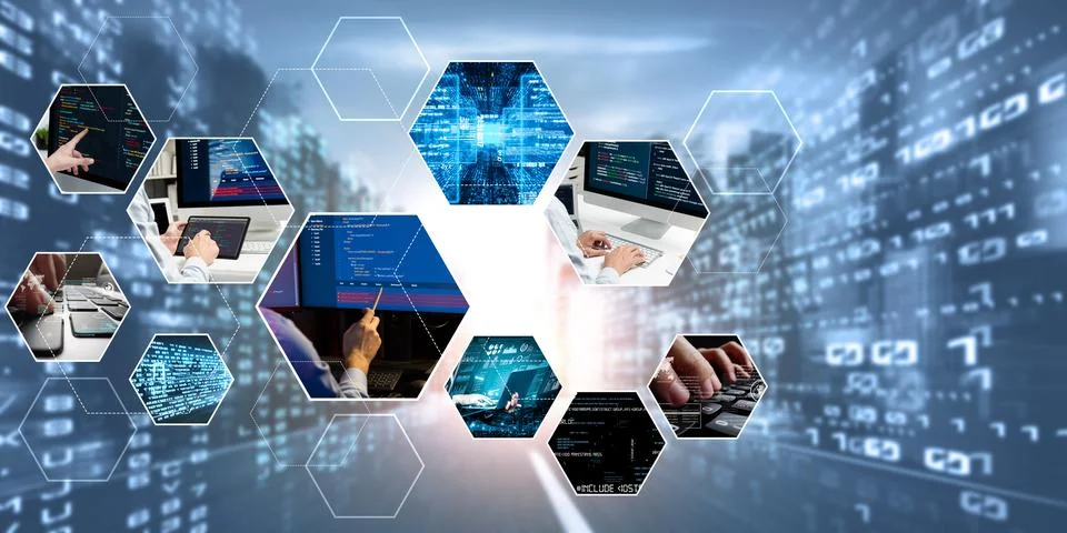 Computer programming, coding and AI artificial intelligence NLP data development Stock Photos