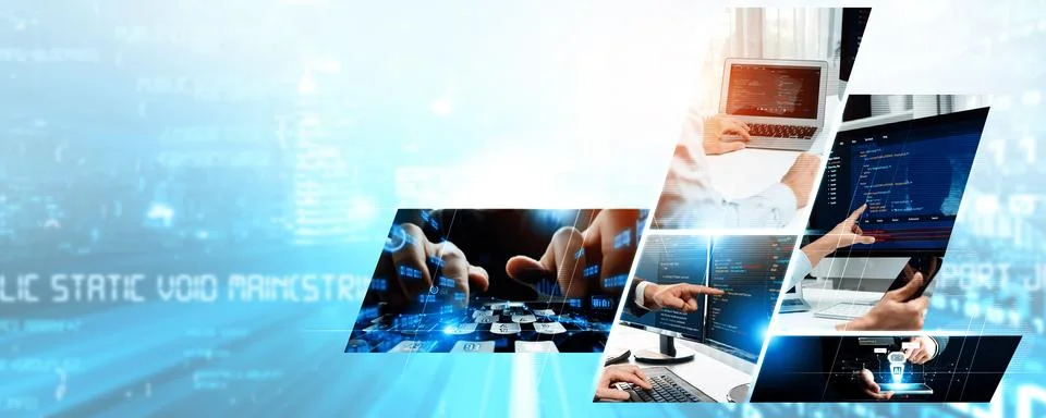 Computer programming, coding and AI artificial intelligence NLP data development Stock Photos