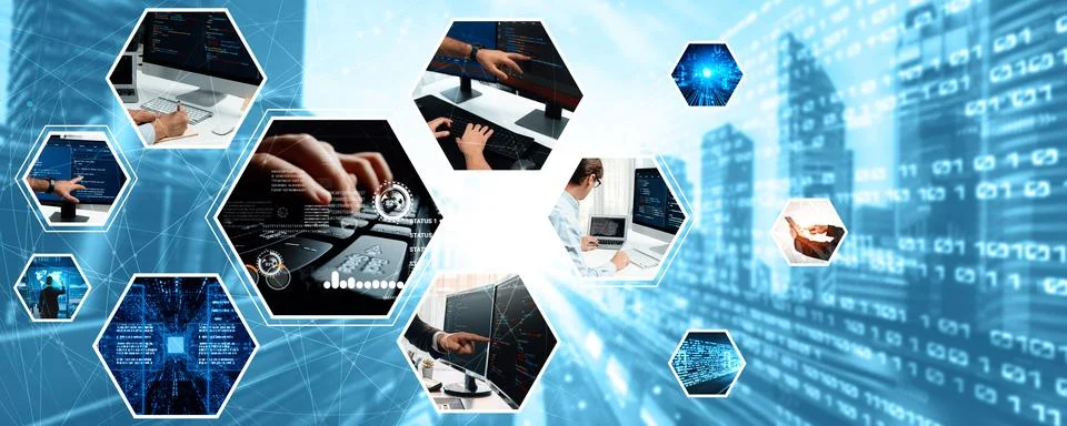 Computer programming, coding and AI artificial intelligence NLP data development Stock Photos