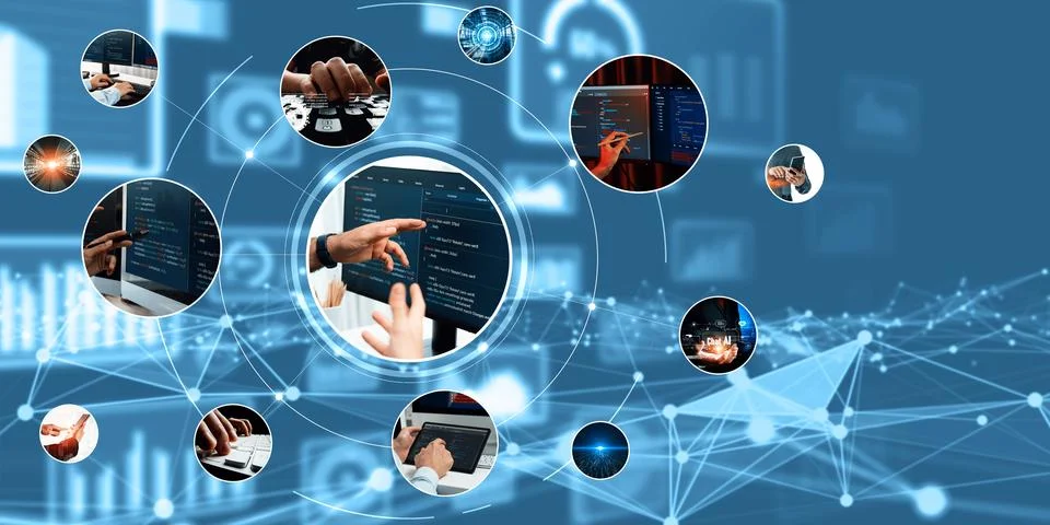 Computer programming, coding and AI artificial intelligence NLP data development 库存照片