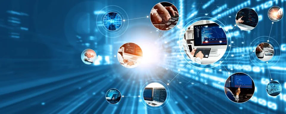 Computer programming, coding and AI artificial intelligence NLP data development 库存照片