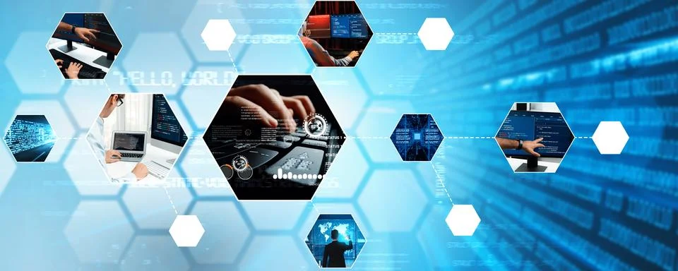 Computer programming, coding and AI artificial intelligence NLP data development Stock Photos