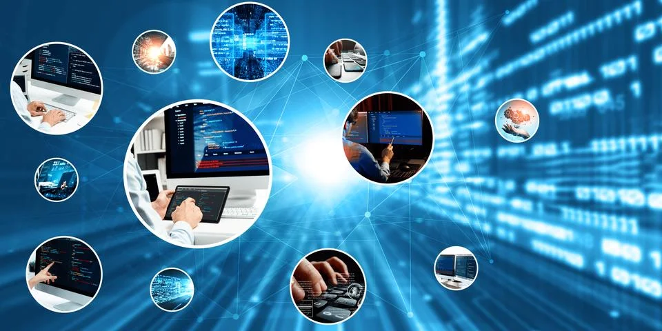 Computer programming, coding and AI artificial intelligence NLP data development Stock Photos