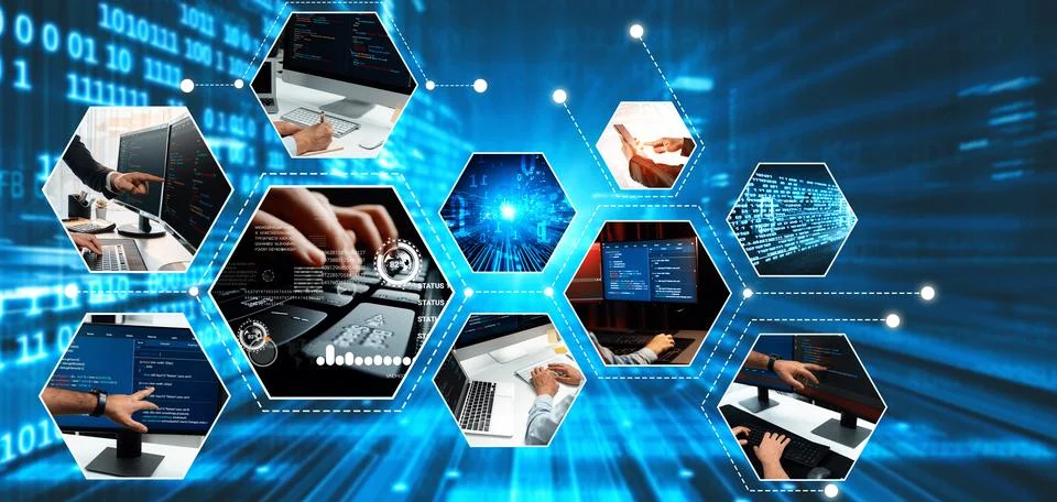 Computer programming, coding and AI artificial intelligence NLP data development 库存照片