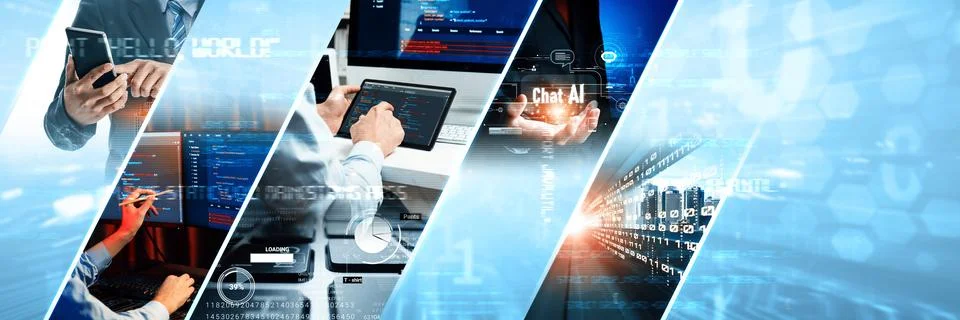 Computer programming, coding and AI artificial intelligence NLP data development Stock-Fotos