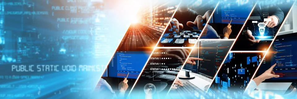 Computer programming, coding and AI artificial intelligence NLP data development Stock Photos