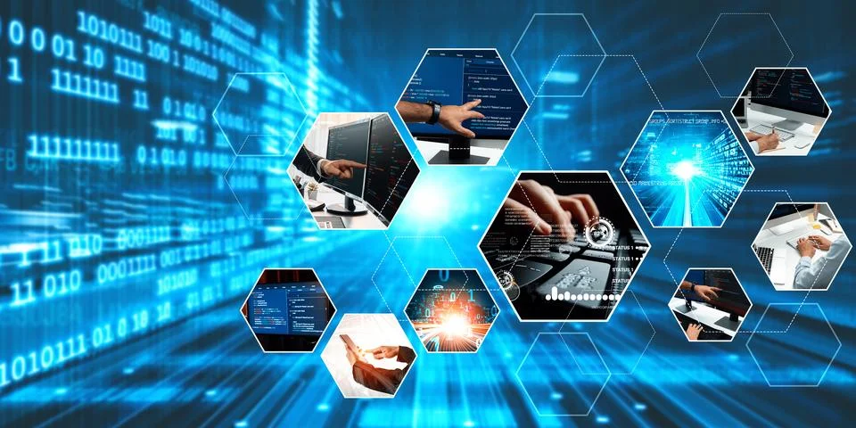 Computer programming, coding and AI artificial intelligence NLP data development Stockfoto's