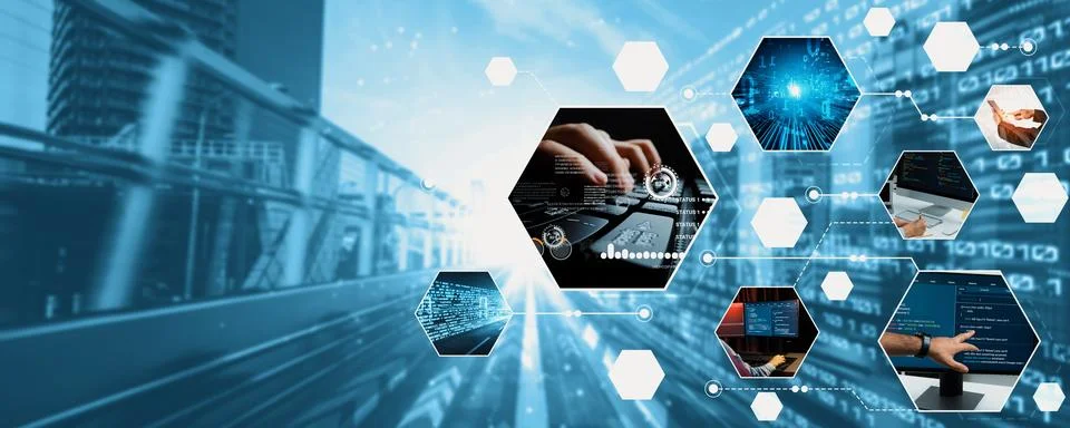 Computer programming, coding and AI artificial intelligence NLP data development Stock Photos