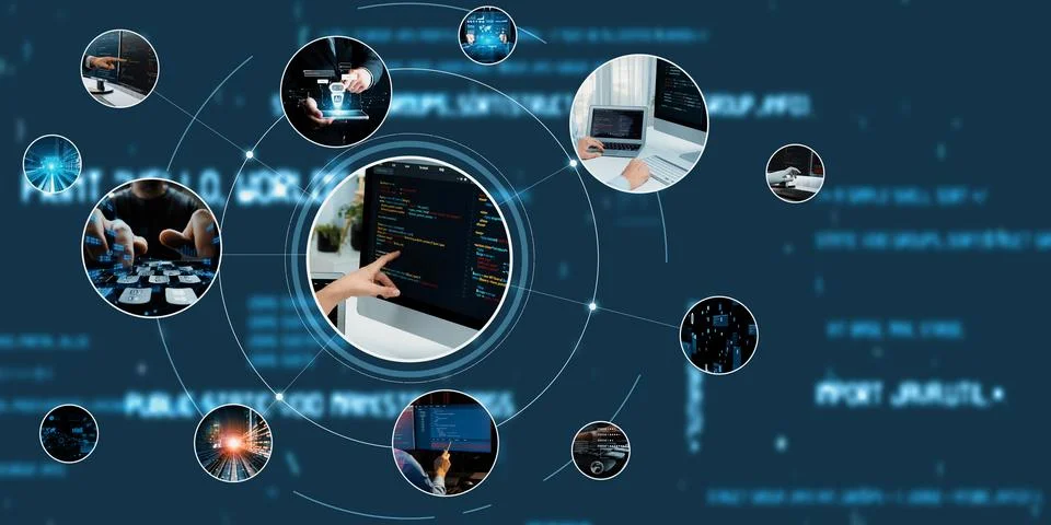 Computer programming, coding and AI artificial intelligence NLP data development Stock Photos