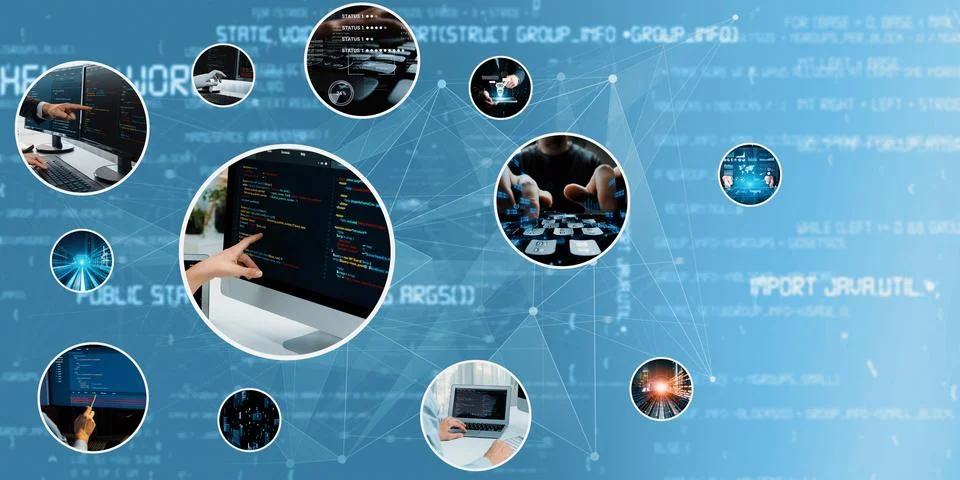Computer programming, coding and AI artificial intelligence NLP data development Stock Photos