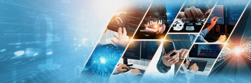 Computer programming, coding and AI artificial intelligence NLP data development Foto stock