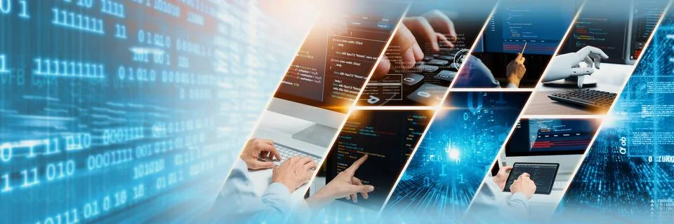 Computer programming, coding and AI artificial intelligence NLP data development Foto stock