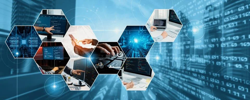 Computer programming, coding and AI artificial intelligence NLP data development Foto stock