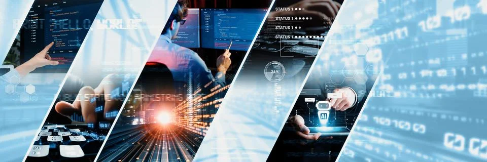 Computer programming, coding and AI artificial intelligence NLP data development Stock Photos