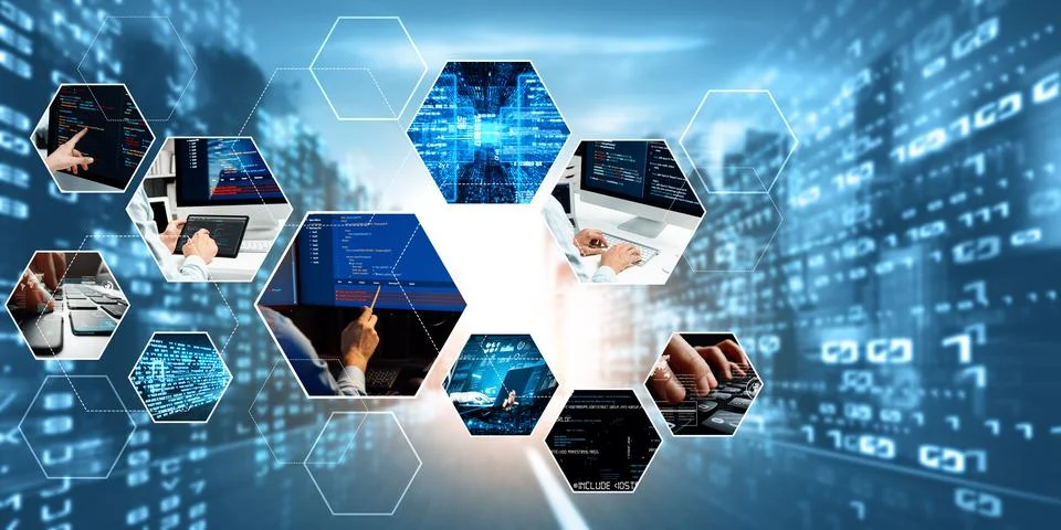 Computer programming, coding and AI artificial intelligence NLP data development Foto stock