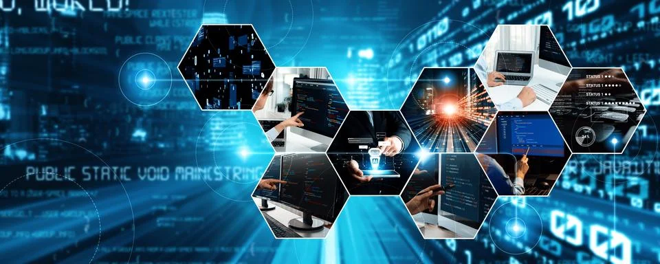 Computer programming, coding and AI artificial intelligence NLP data development Stock Photos