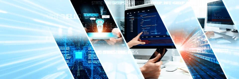 Computer programming, coding and AI artificial intelligence NLP data development Foto stock