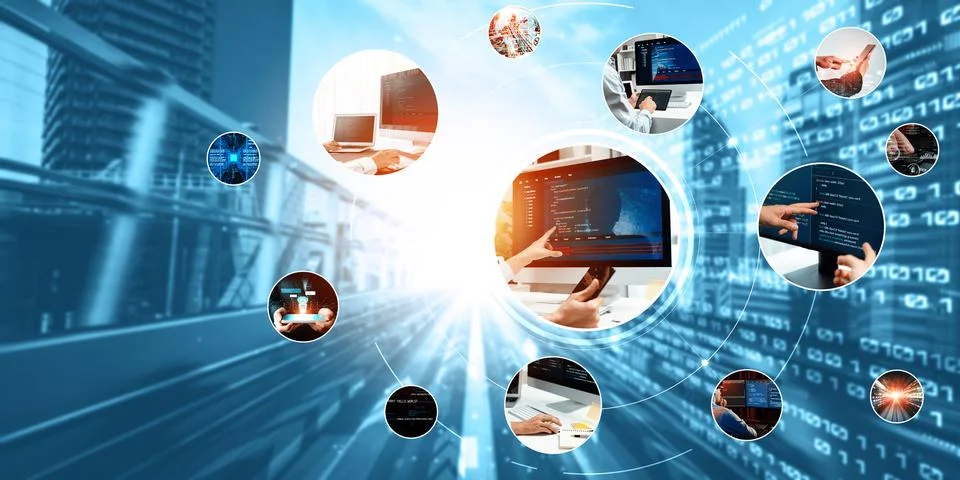 Computer programming, coding and AI artificial intelligence NLP data development Foto stock