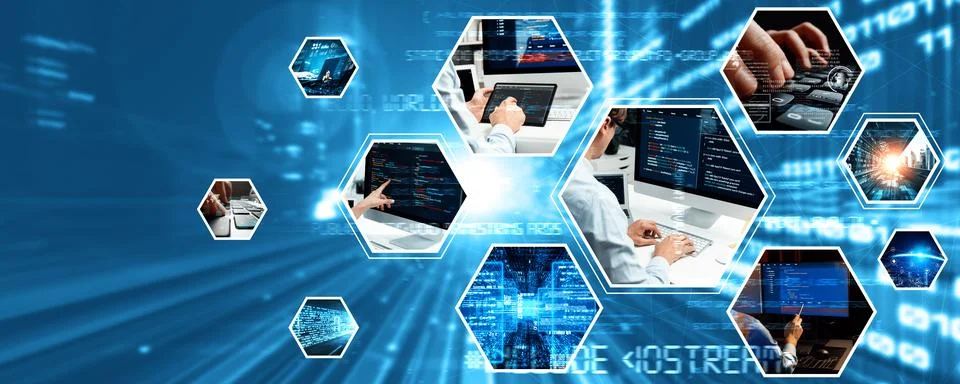 Computer programming, coding and AI artificial intelligence NLP data development Foto stock