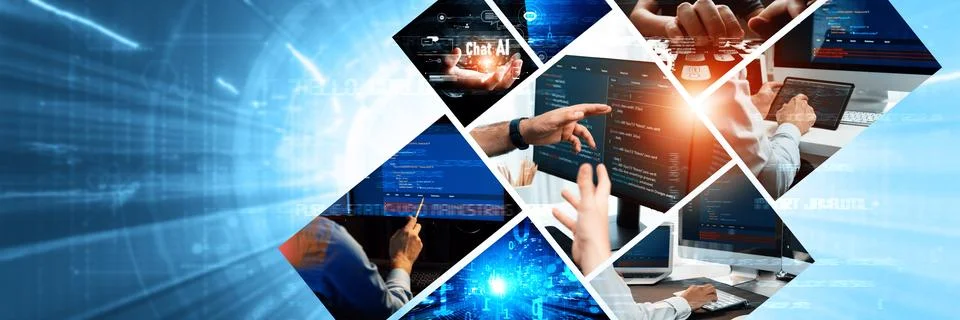 Computer programming, coding and AI artificial intelligence NLP data development Stock Photos