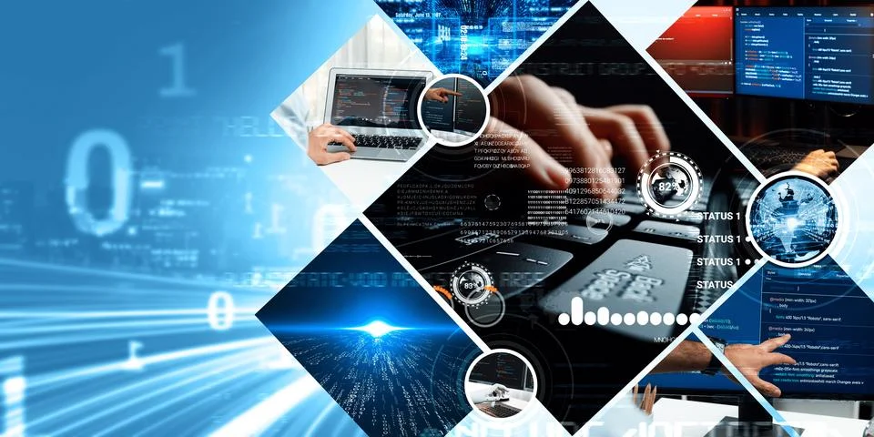 Computer programming, coding and AI artificial intelligence NLP data development Stock Photos