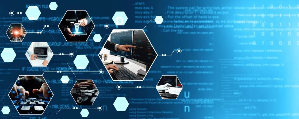 Computer programming, coding and AI artificial intelligence NLP data development Stock Photos