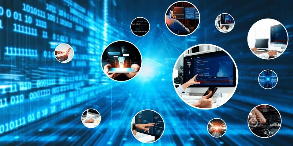 Computer programming, coding and AI artificial intelligence NLP data development Stock Photos