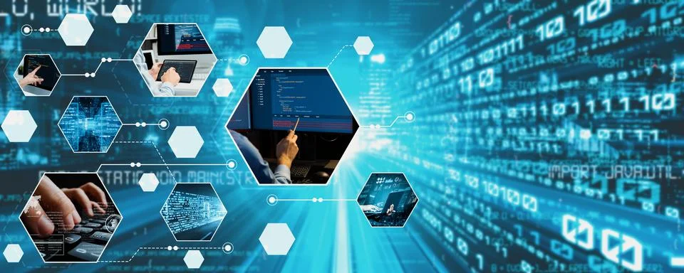 Computer programming, coding and AI artificial intelligence NLP data development Stock Photos