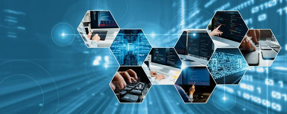 Computer programming, coding and AI artificial intelligence NLP data development Stock Photos