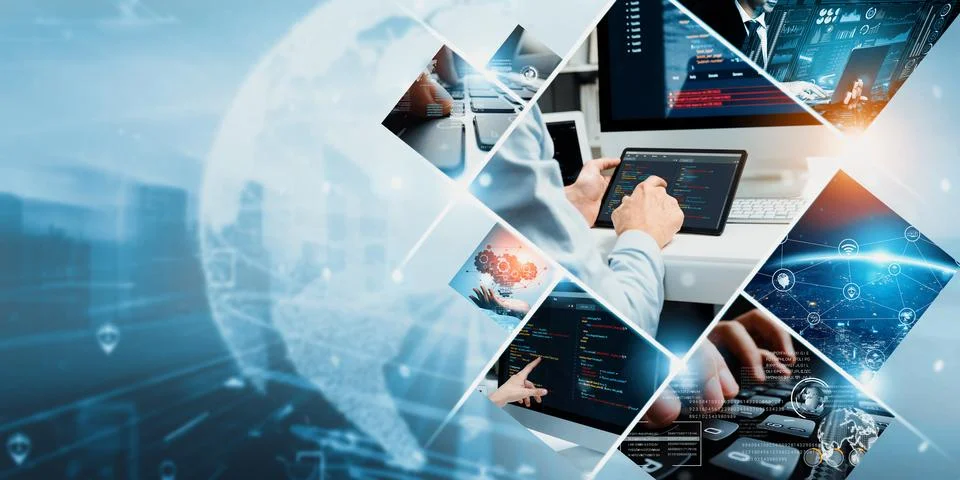 Computer programming, coding and AI artificial intelligence NLP data development Stockfoto's