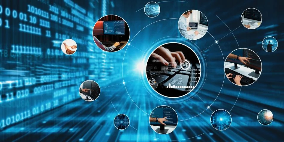 Computer programming, coding and AI artificial intelligence NLP data development Stockfoto's