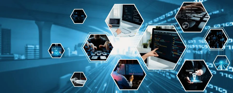 Computer programming, coding and AI artificial intelligence NLP data development Stock Photos