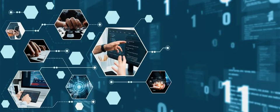 Computer programming, coding and AI artificial intelligence NLP data development Stock Photos