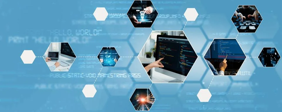 Computer programming, coding and AI artificial intelligence NLP data development Stock Photos