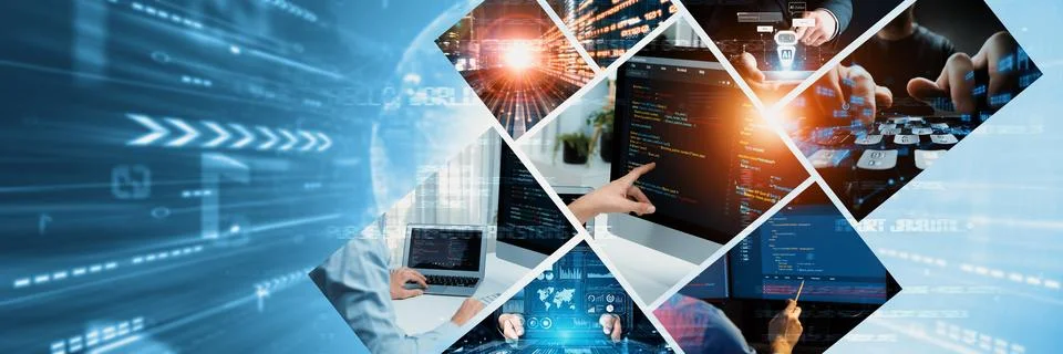 Computer programming, coding and AI artificial intelligence NLP data development Stock Photos