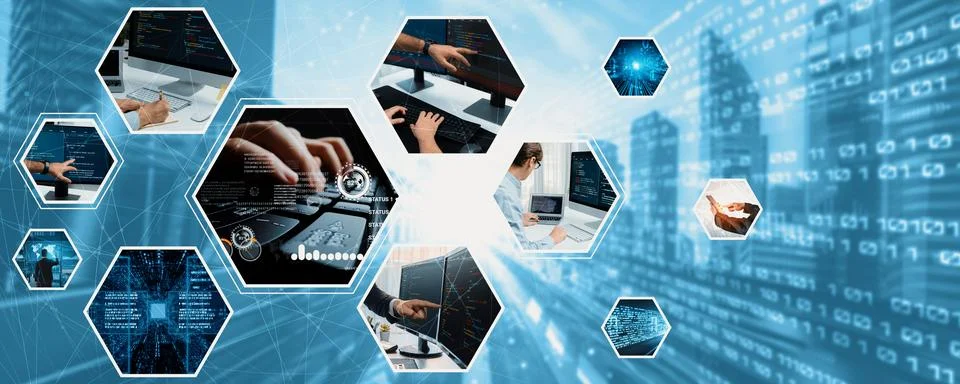 Computer programming, coding and AI artificial intelligence NLP data development Stock Photos