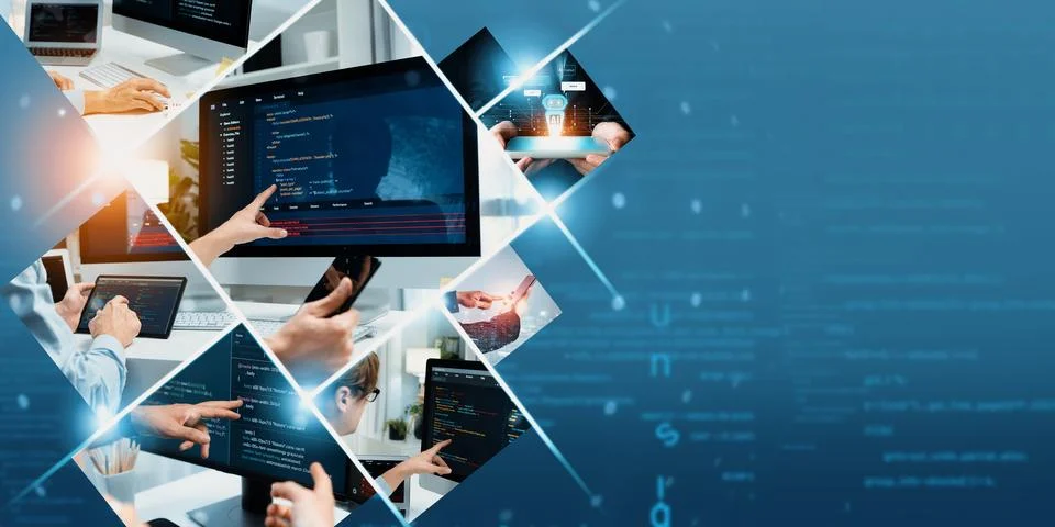 Computer programming, coding and AI artificial intelligence NLP data development Foto stock