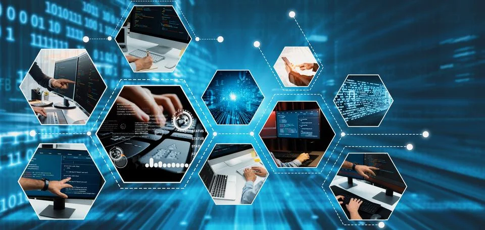 Computer programming, coding and AI artificial intelligence NLP data development Stock Photos