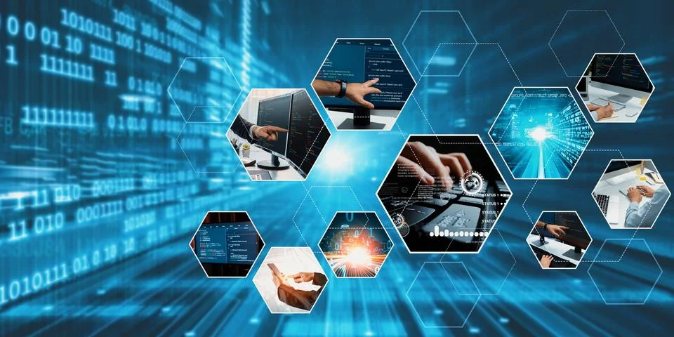 Computer programming, coding and AI artificial intelligence NLP data development Foto stock