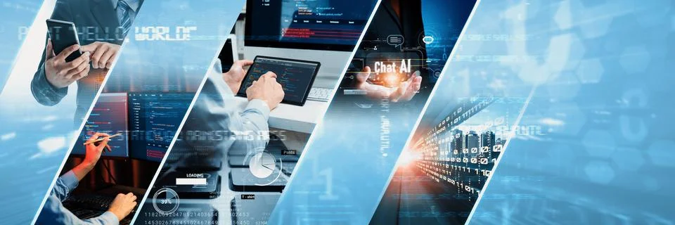 Computer programming, coding and AI artificial intelligence NLP data development Foto stock