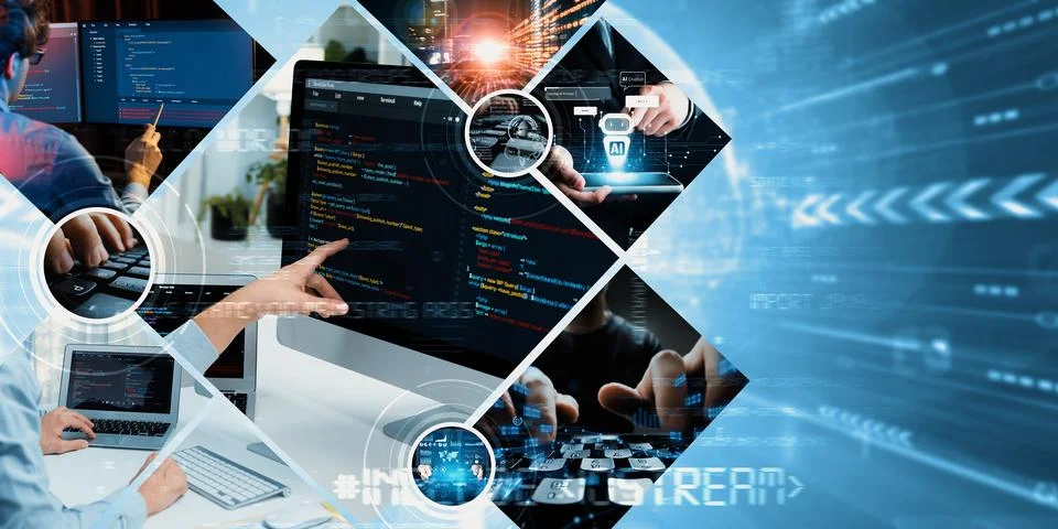 Computer programming, coding and AI artificial intelligence NLP data development 스톡 사진